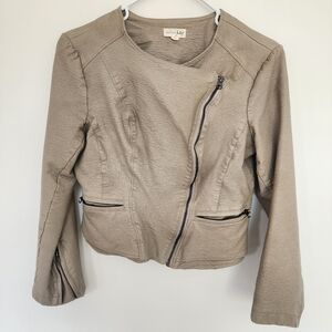 Maison Jules‎ Asymmetrical Womens Faux Leather Brown Moto Jacket